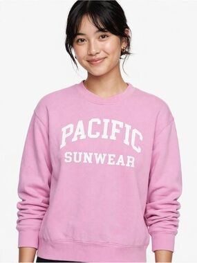 Pacsun Pacific Sunwear Pink Crew Sweatshirt with White Logo